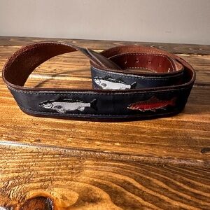 YRI Nautical canvas belt Navy ribbon New England Fish  36